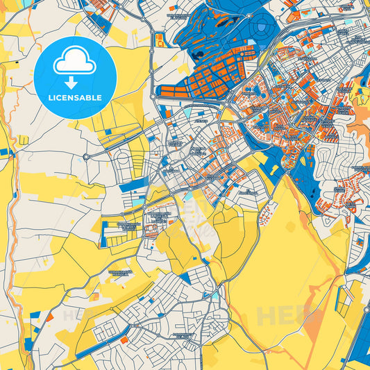 Colorful Mairena del Aljarafe Street Map with Labels and Buildings