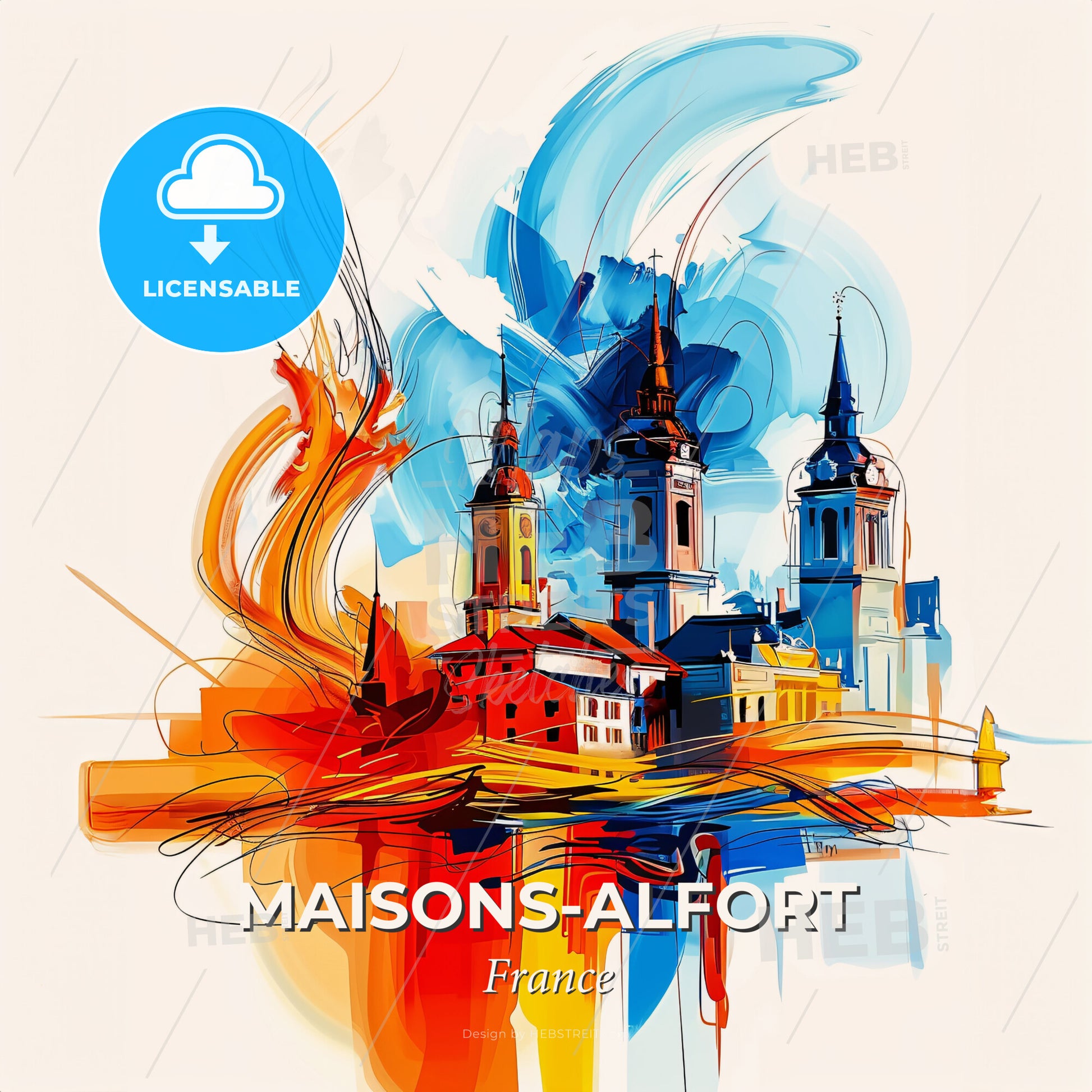 Vibrant Maisons-Alfort, France - A Colorful Painting Of Buildings - Square format print template