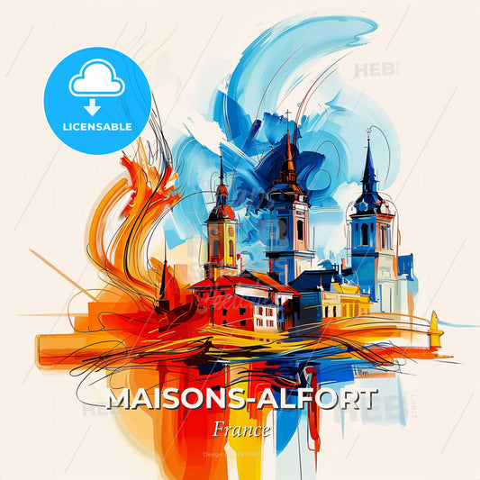 Vibrant Maisons-Alfort, France - A Colorful Painting Of Buildings - Square format print template