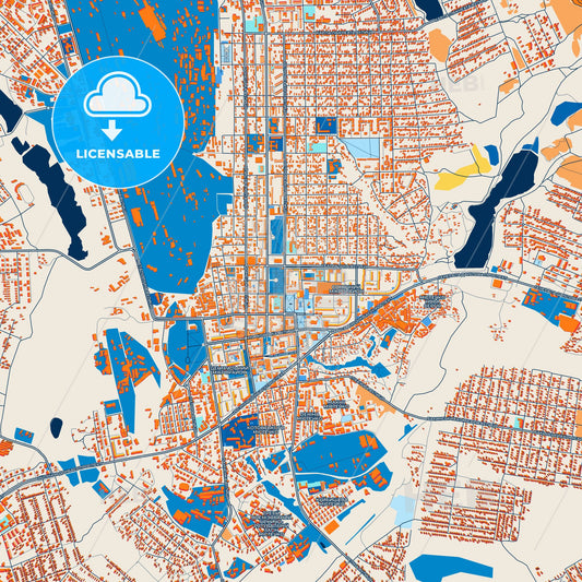 Colorful Makiivka Street Map with Labels and Buildings