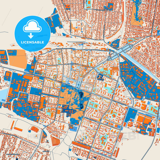 Colorful Maladzyechna Street Map with Labels and Buildings