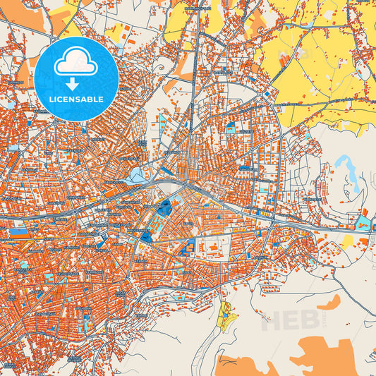 Colorful Malatya Street Map with Labels and Buildings