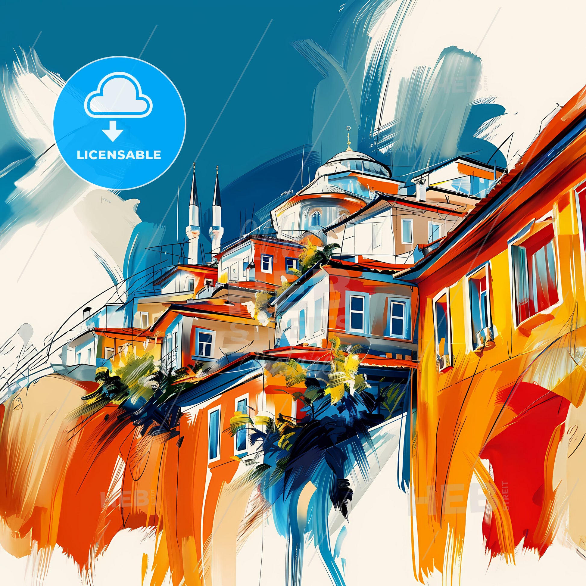 Vibrant Malatya, Turkey - A Painting Of A Building