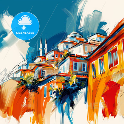 Vibrant Malatya, Turkey - A Painting Of A Building