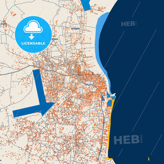 Colorful Malindi Street Map with Labels and Buildings