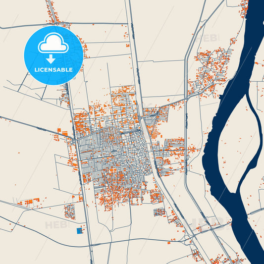 Colorful Mallawi Street Map with Labels and Buildings
