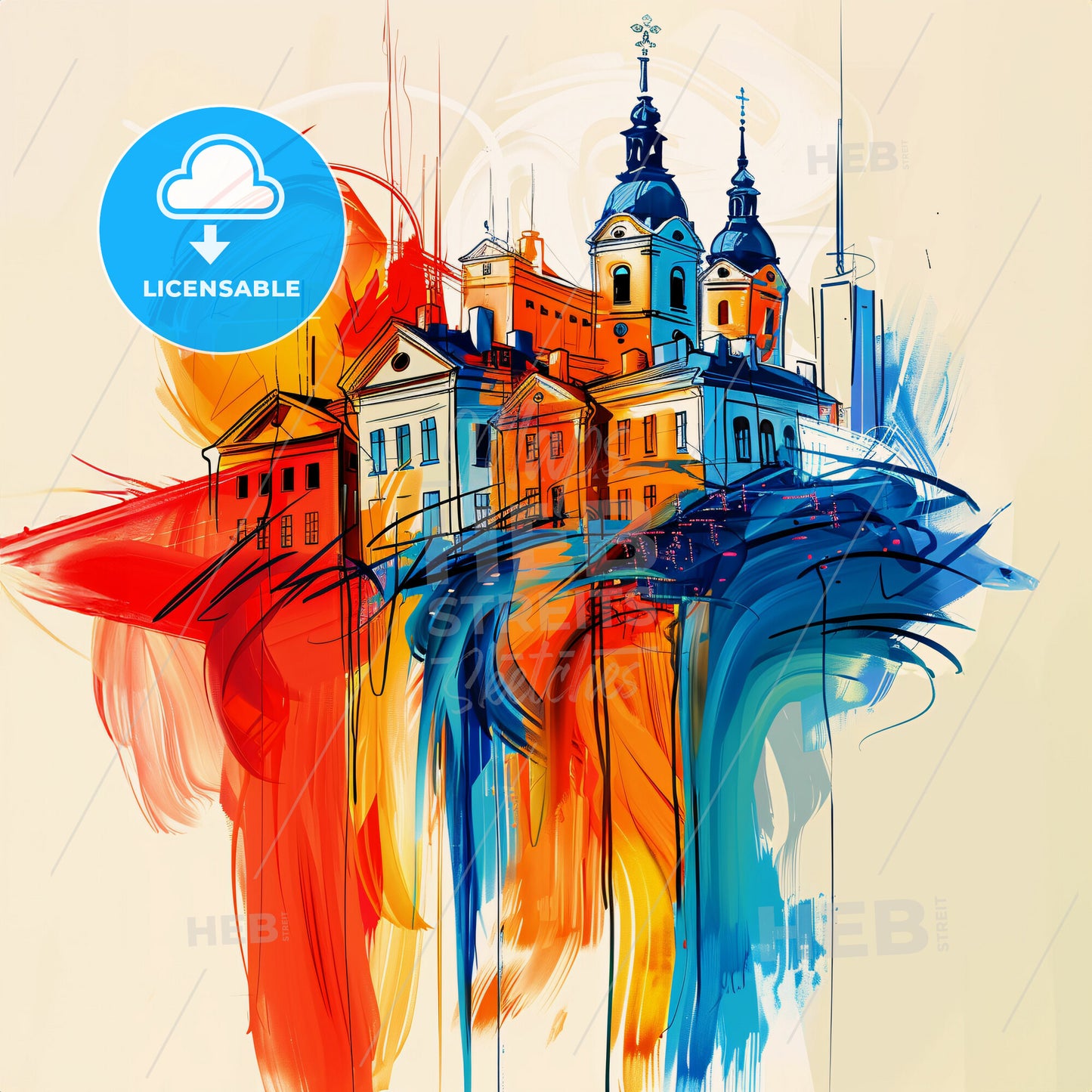 Vibrant Malmö, Sweden - A Colorful Painting Of Buildings