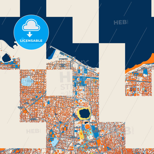 Colorful Managua Street Map with Labels and Buildings