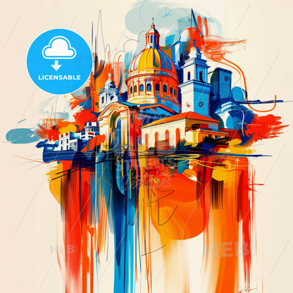 Vibrant Managua, Nicaragua - A Colorful Painting Of A Building