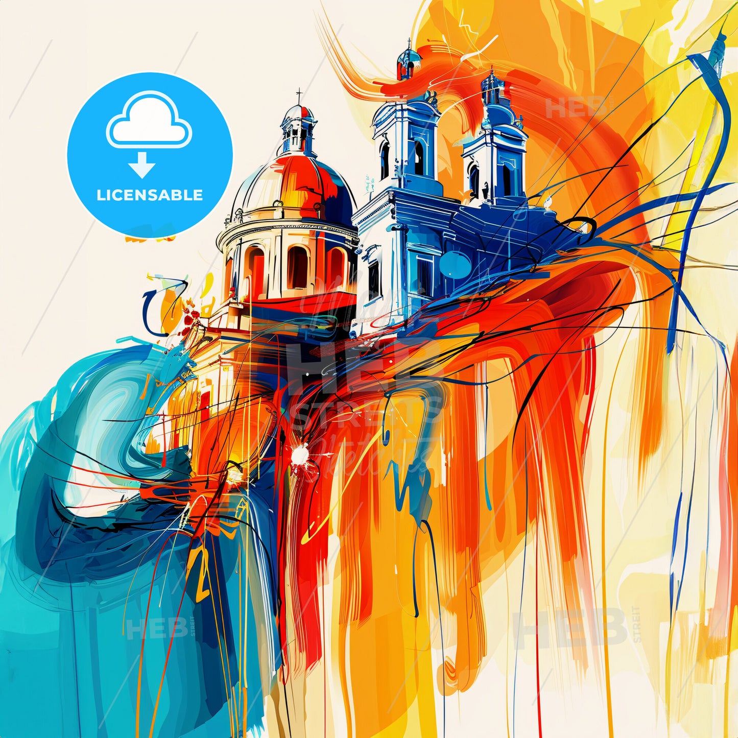 Vibrant Managua, Nicaragua - A Painting Of A Building With Colorful Paint