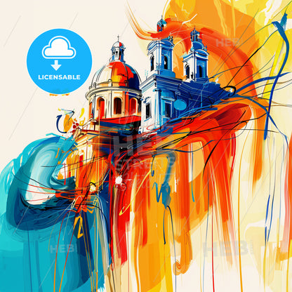 Vibrant Managua, Nicaragua - A Painting Of A Building With Colorful Paint