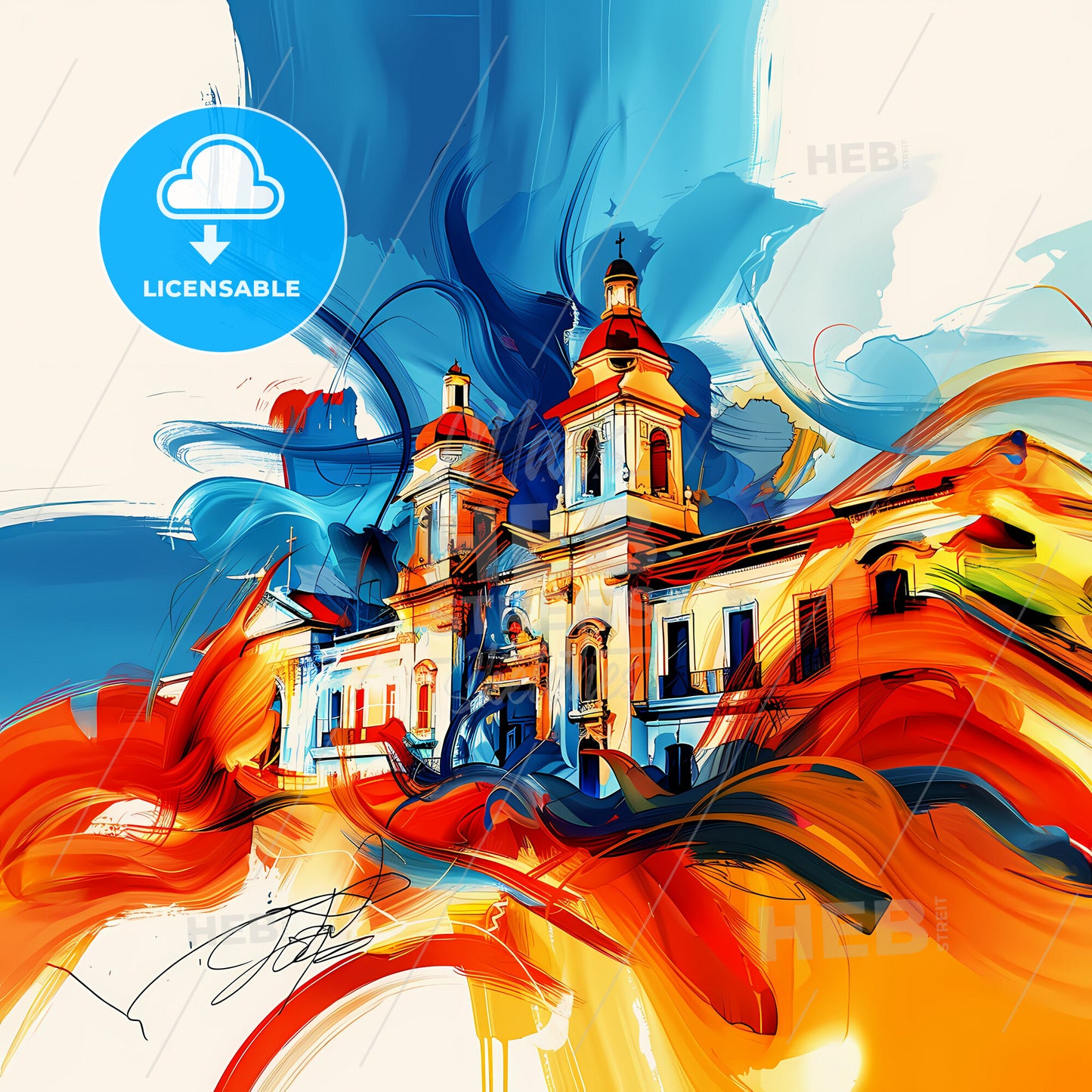 Vibrant Managua, Nicaragua - A Painting Of A Building With Colorful Paint