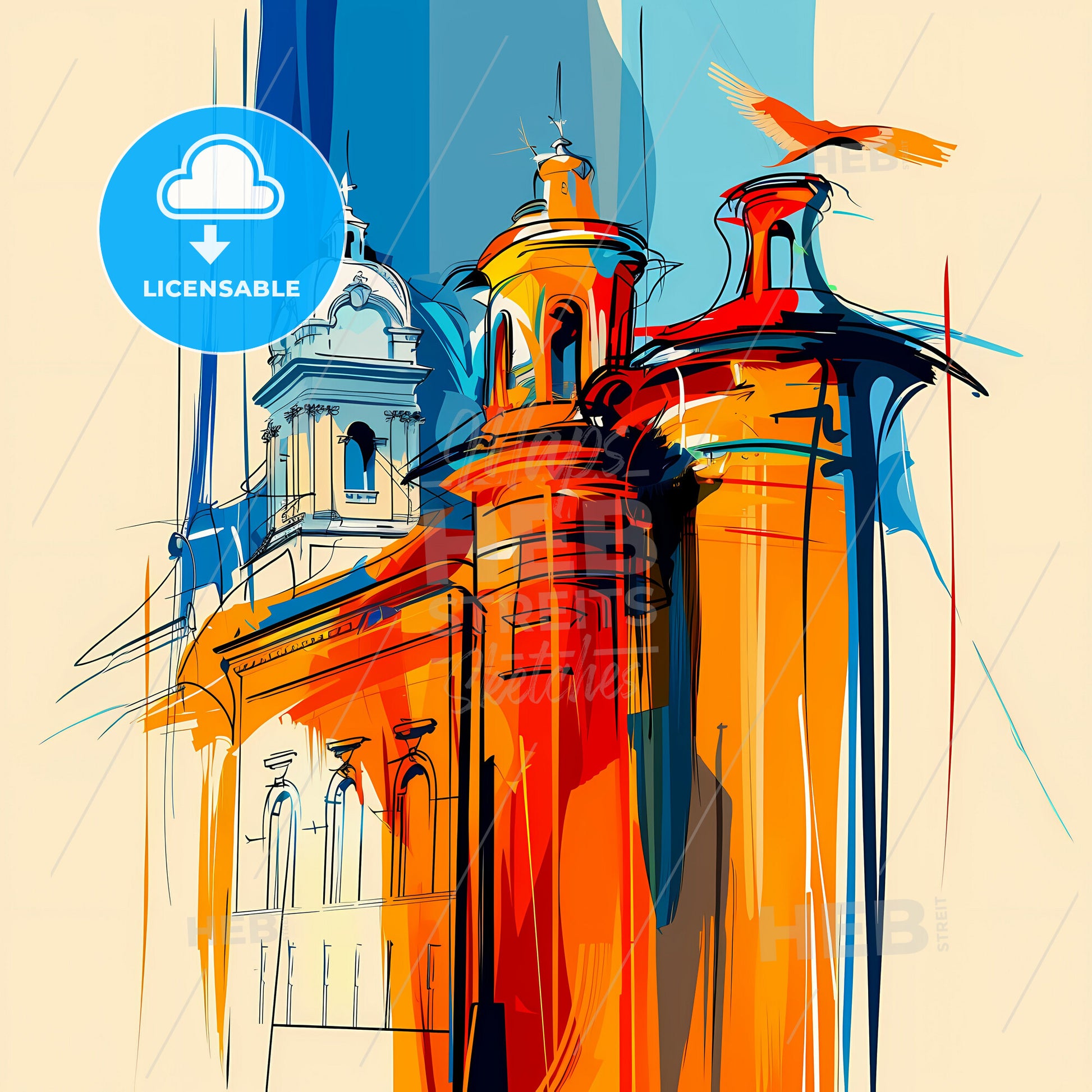 Vibrant Manaus, Brazil - A Drawing Of A Building