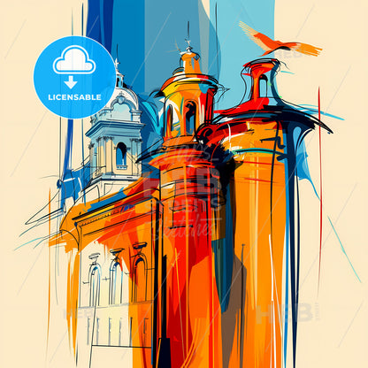 Vibrant Manaus, Brazil - A Drawing Of A Building