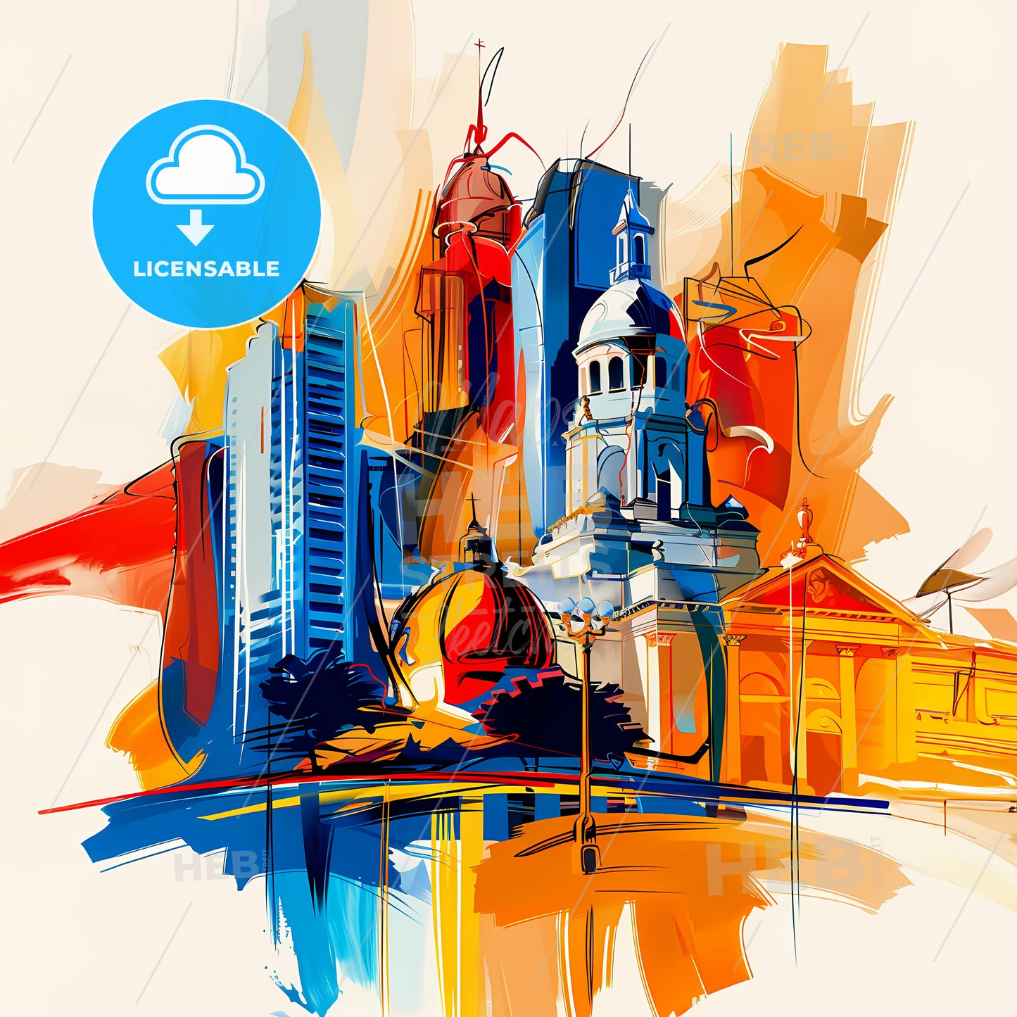 Vibrant Manaus, Brazil - A Colorful Cityscape With Buildings And A Dome