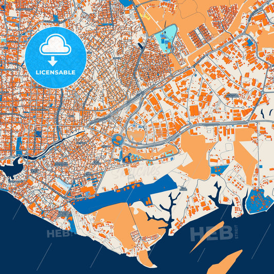 Colorful Manaus Street Map with Labels and Buildings