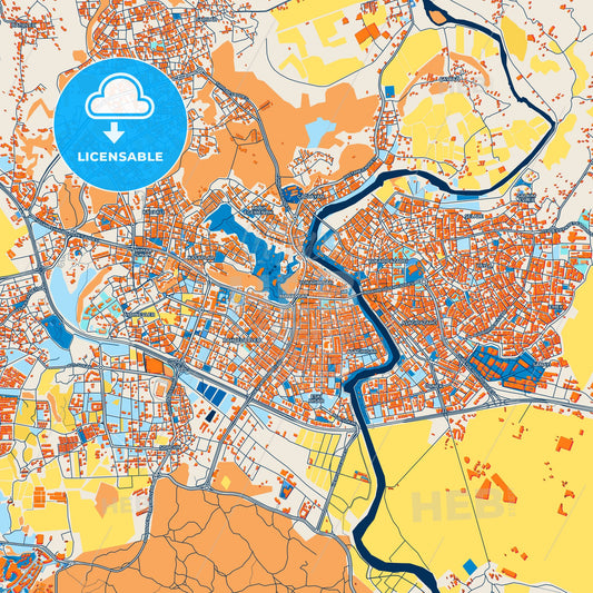 Colorful Manavgat Street Map with Labels and Buildings
