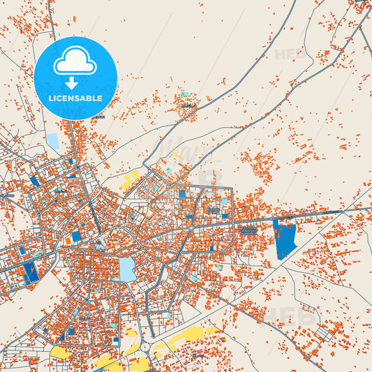 Colorful Manbij Street Map with Labels and Buildings