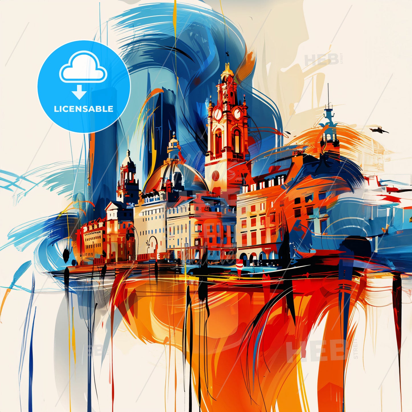 Vibrant Manchester, England - A Painting Of A City