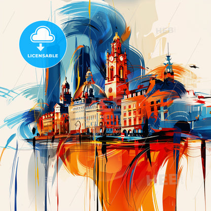 Vibrant Manchester, England - A Painting Of A City