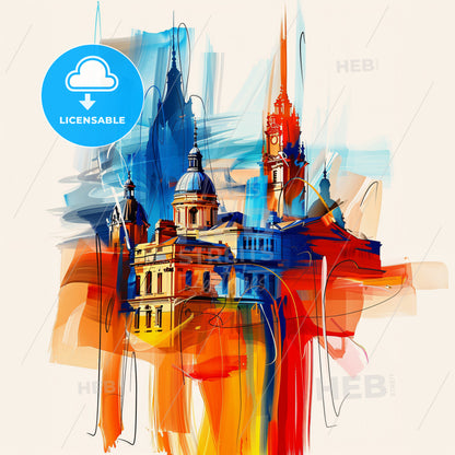 Vibrant Manchester, England - A Painting Of A Building