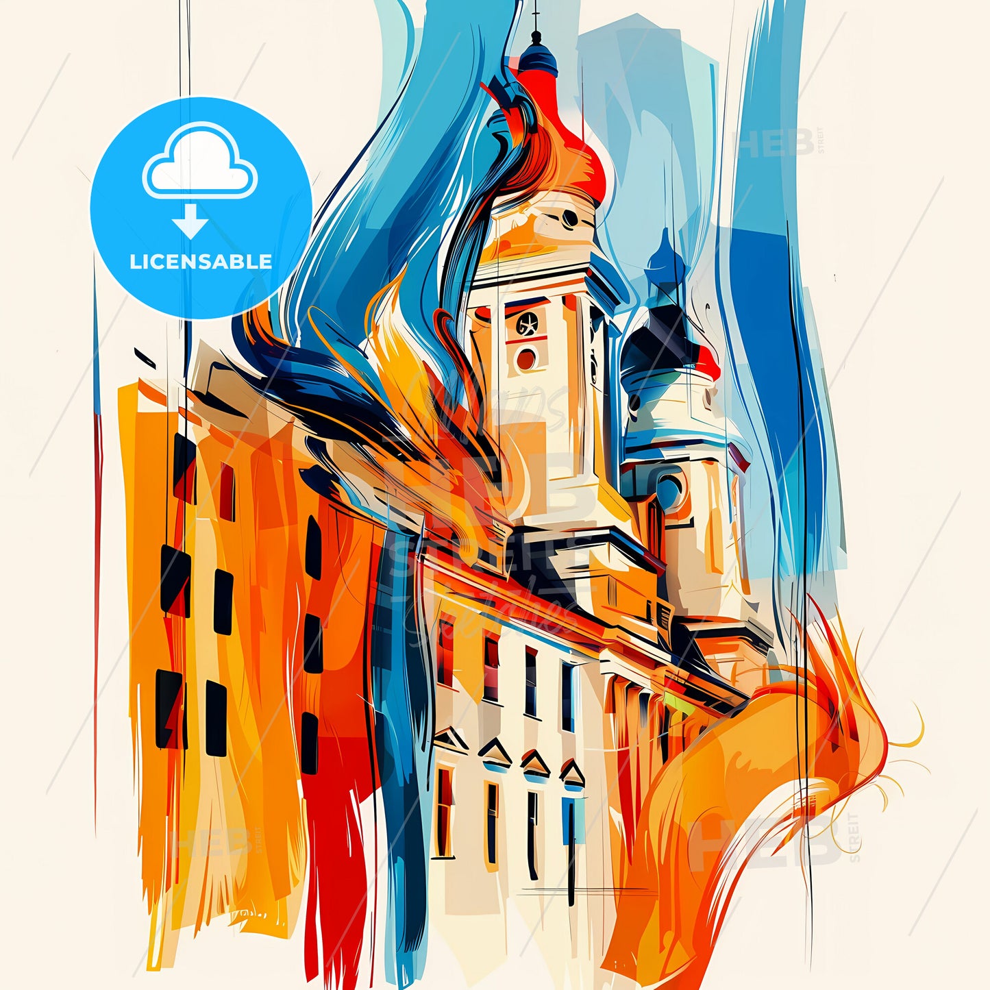 Vibrant Manchester, New Hampshire - A Painting Of A Building With A Tower And A Clock