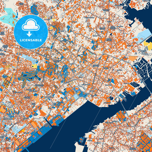 Colorful Mandaue Street Map with Labels and Buildings