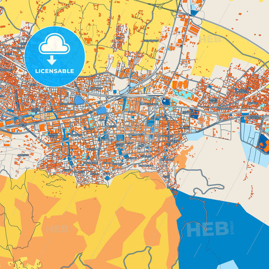 Colorful Manisa Street Map with Labels and Buildings