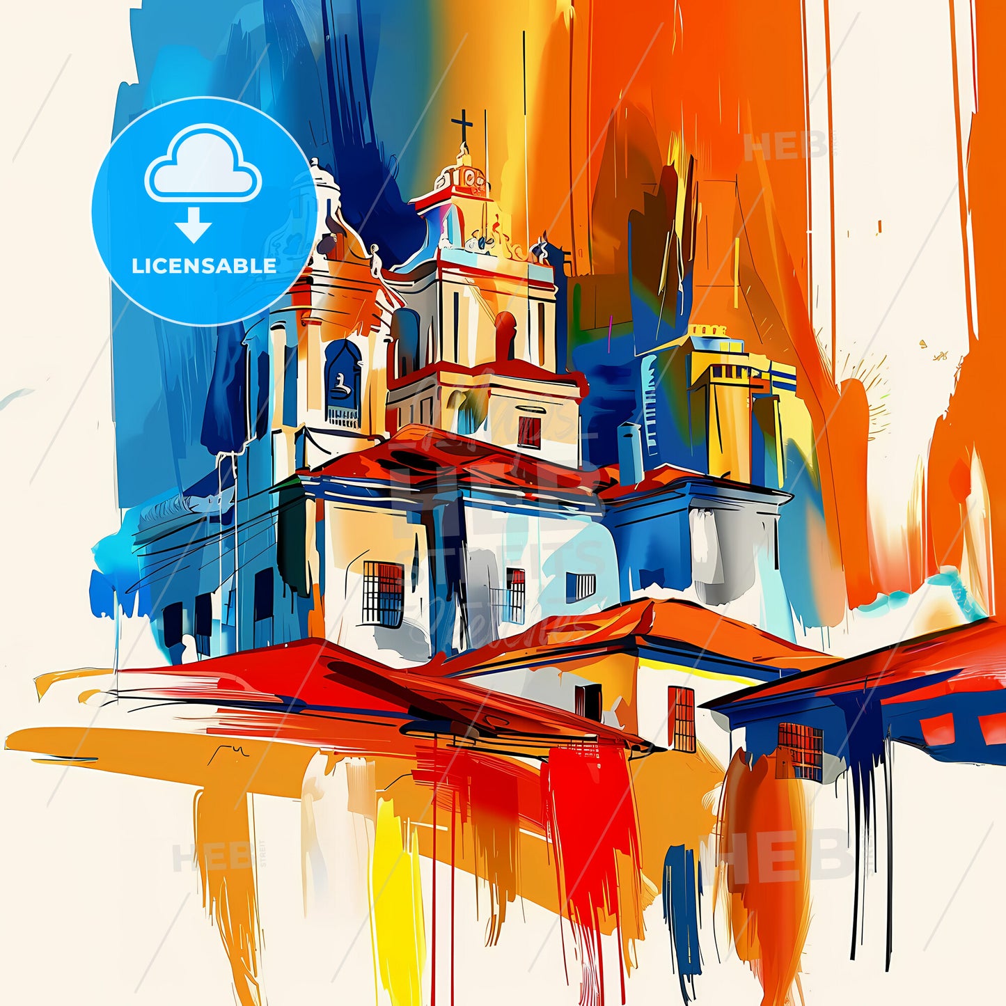 Vibrant Manizales, Colombia - A Painting Of A Building