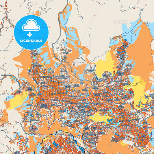 Colorful Manizales Street Map with Labels and Buildings