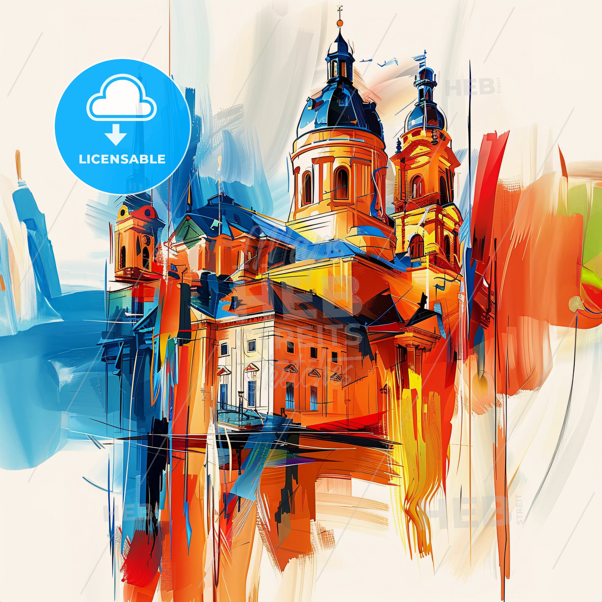 Vibrant Mannheim, Germany - A Painting Of A Building