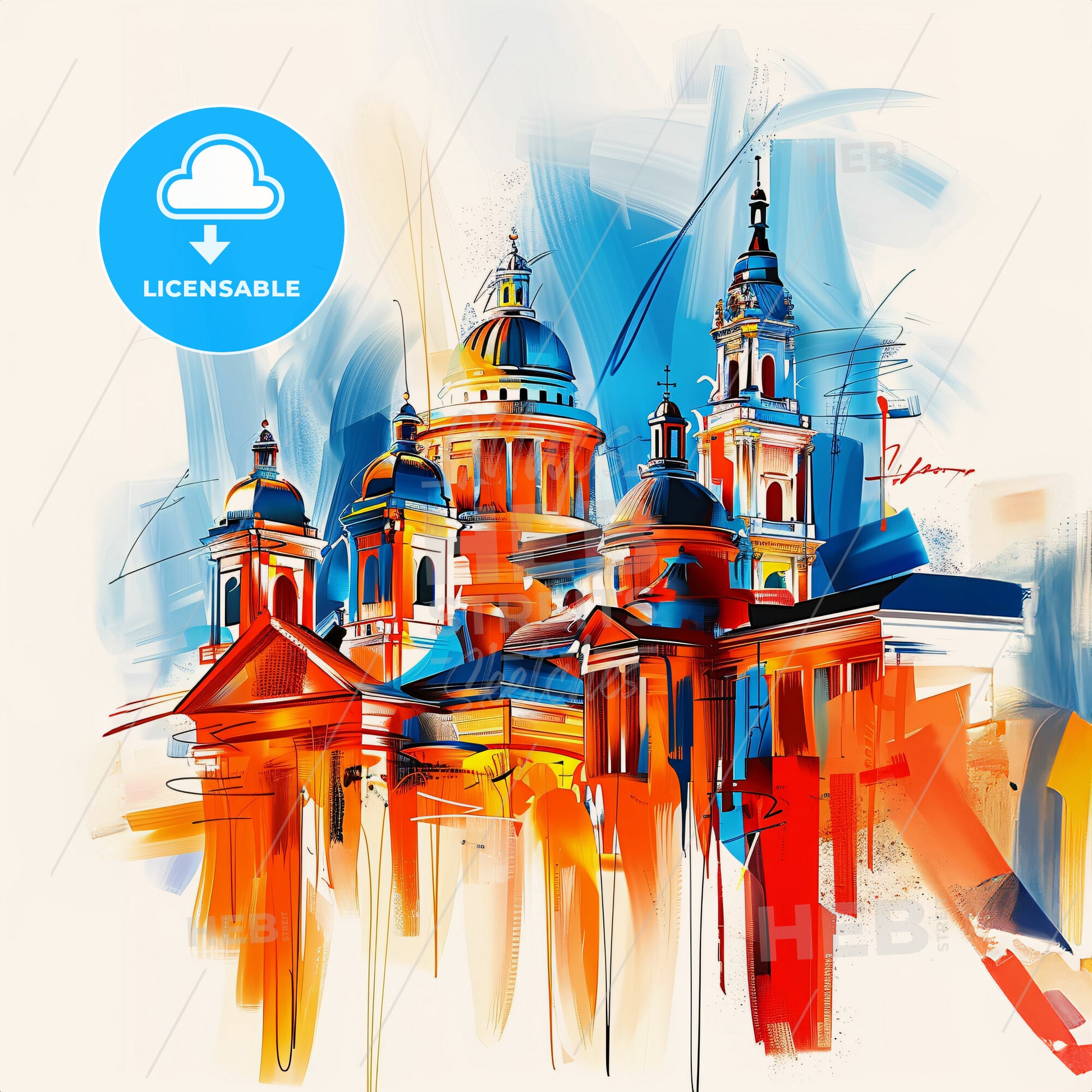 Vibrant Mansfield, England - A Painting Of A Building With A Colorful Background