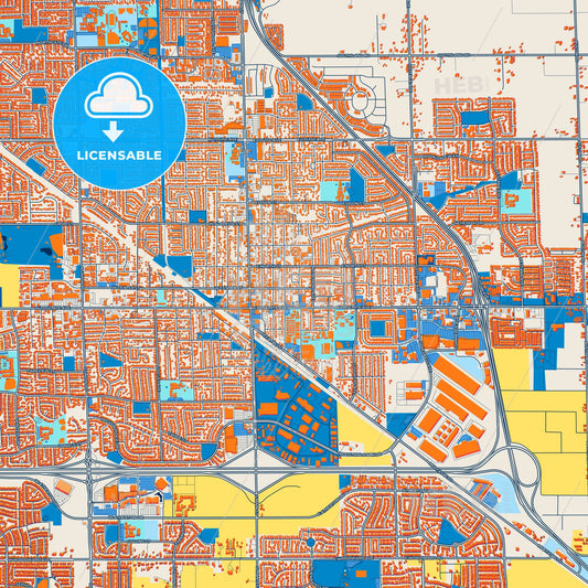 Colorful Manteca Street Map with Labels and Buildings