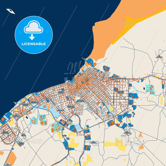 Colorful Manzanillo Street Map with Labels and Buildings