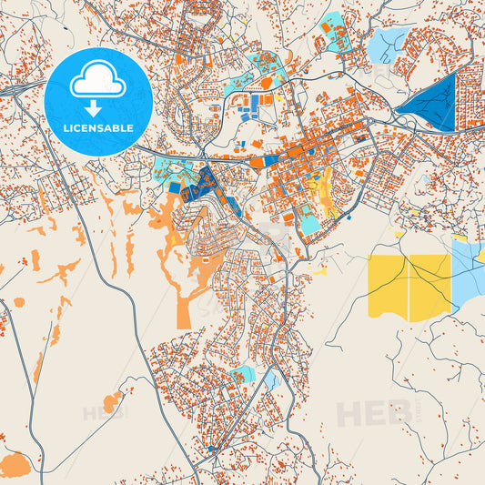 Colorful Manzini Street Map with Labels and Buildings