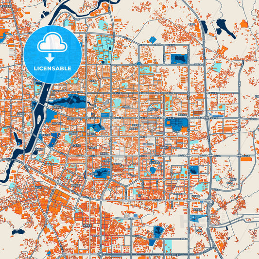 Colorful Maoming Street Map with Labels and Buildings