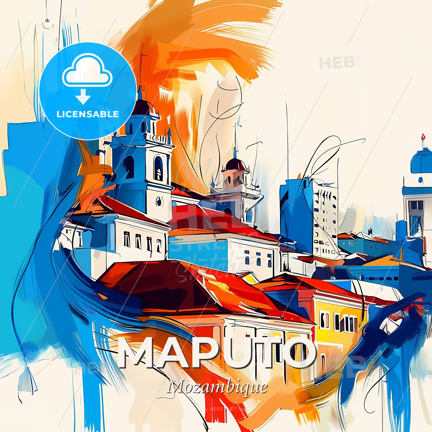 Vibrant Maputo, Mozambique - A Painting Of A City - Square format print template