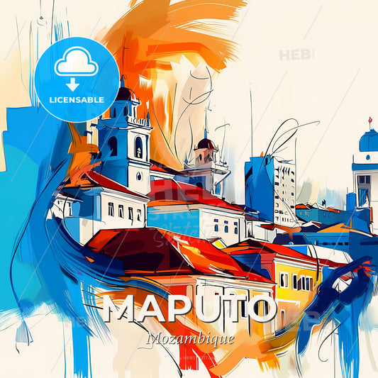 Vibrant Maputo, Mozambique - A Painting Of A City - Square format print template