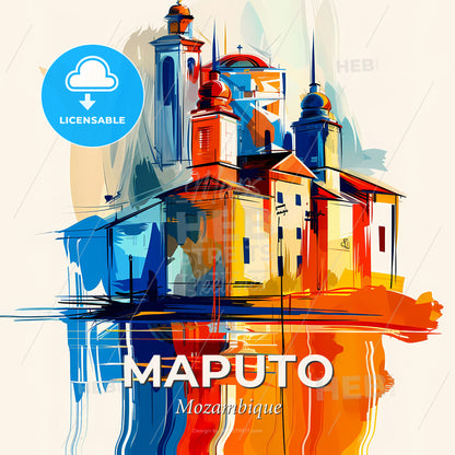 Vibrant Maputo, Mozambique - A Colorful Painting Of A Building - Square format print template