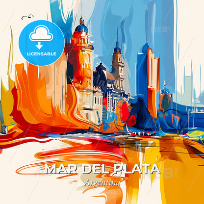Vibrant Mar Del Plata, Argentina - A Colorful Painting Of A City - Square format print template