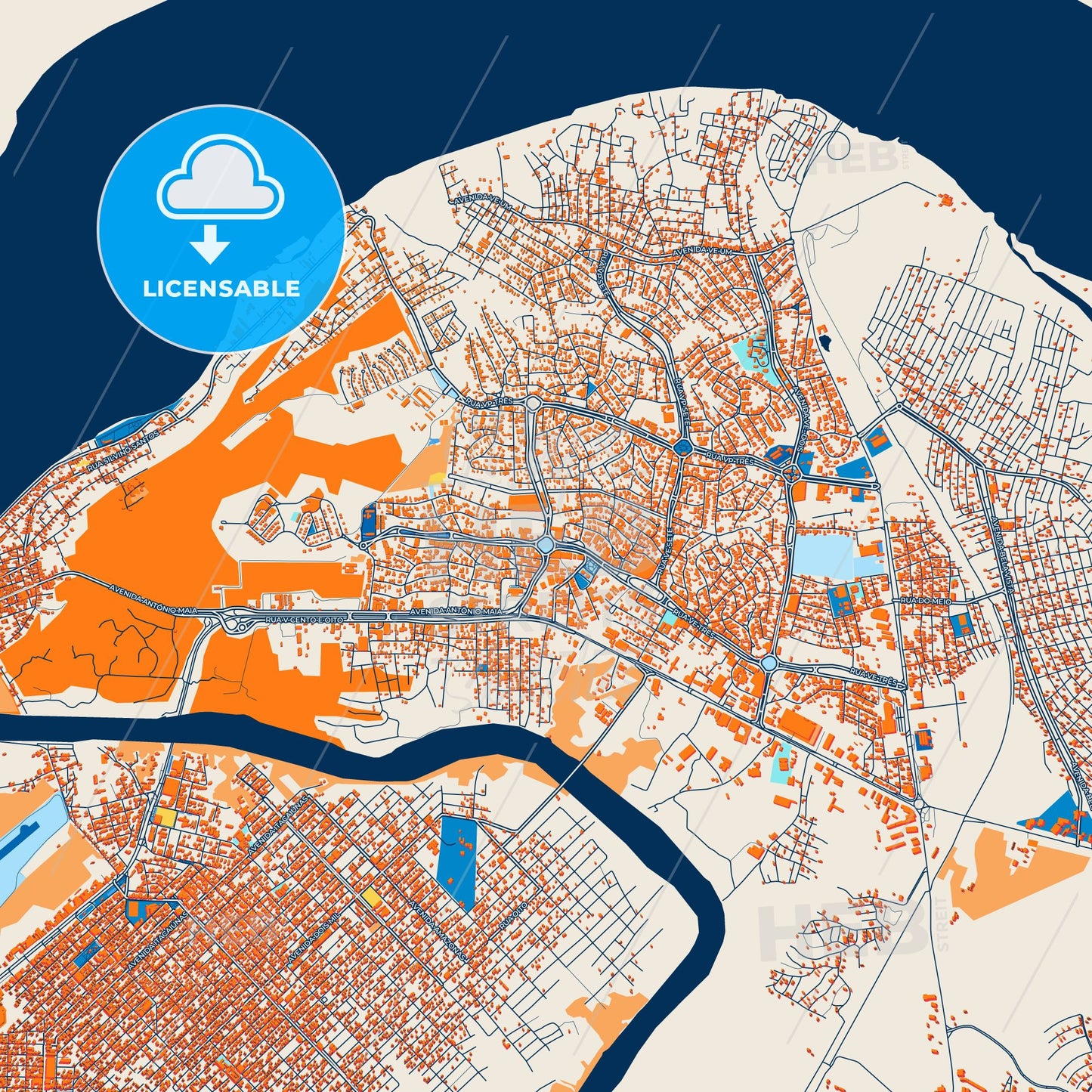 Colorful Maraba Street Map with Labels and Buildings