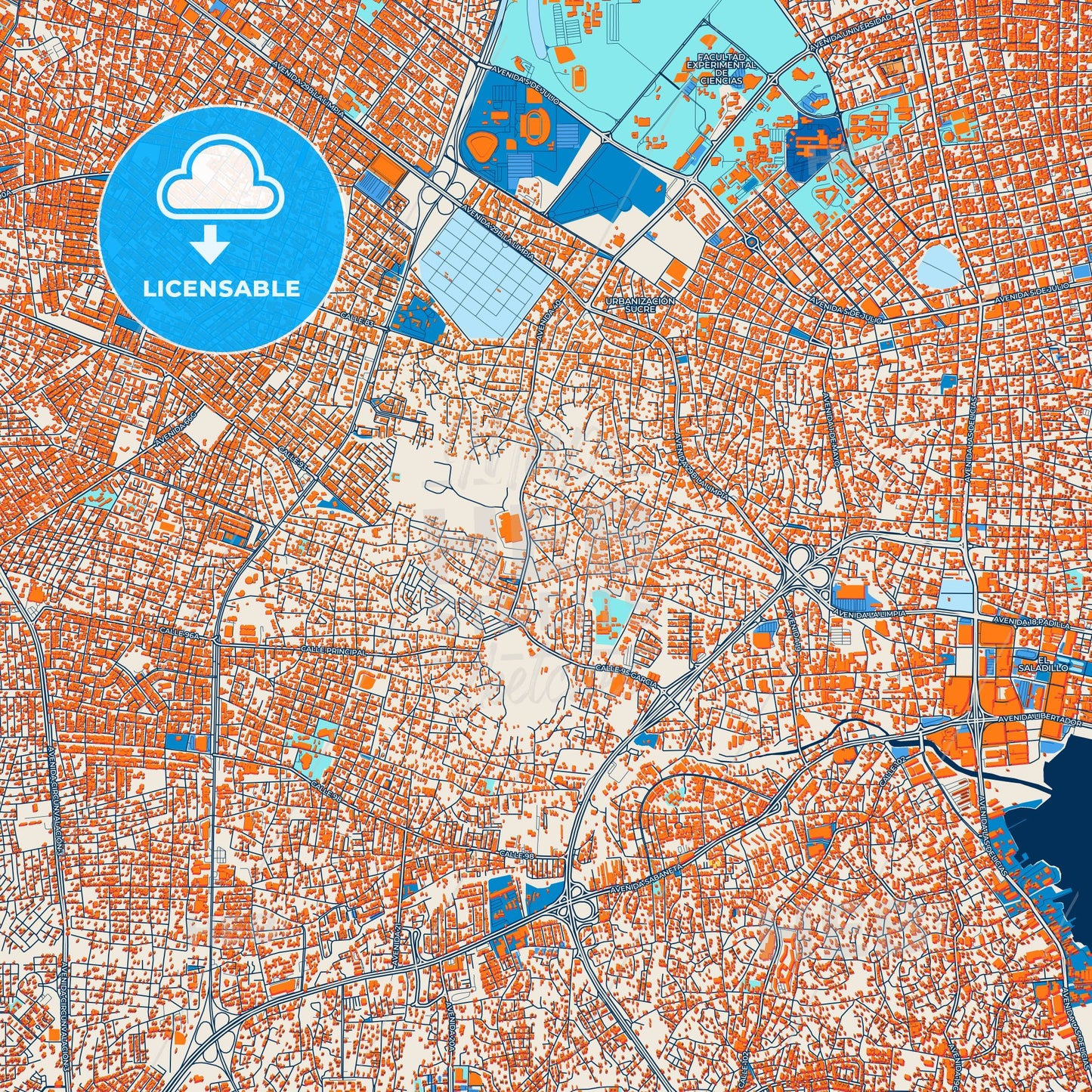 Colorful Maracaibo Street Map with Labels and Buildings