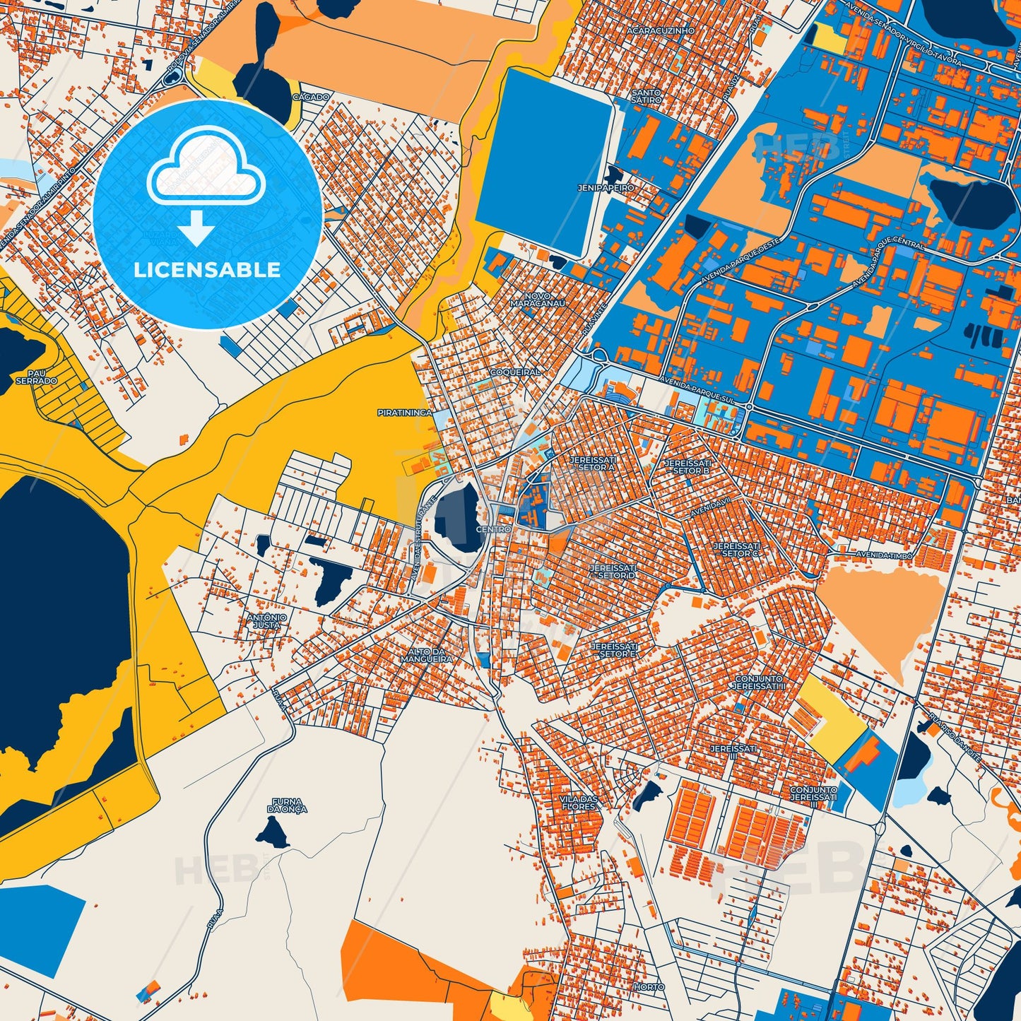 Colorful Maracanau Street Map with Labels and Buildings