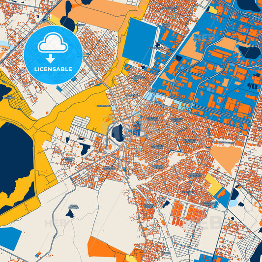 Colorful Maracanau Street Map with Labels and Buildings