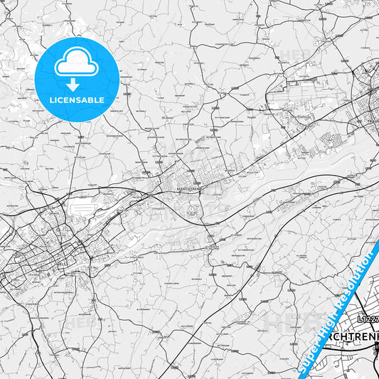 Marchtrenk, Austria light map with streetnames, citynames and districts