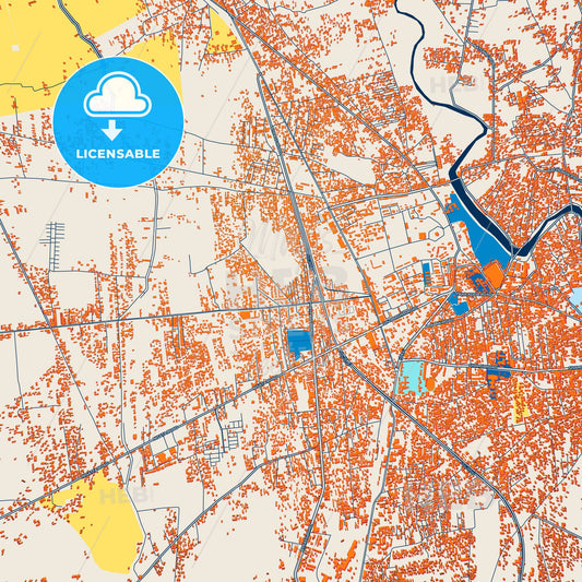 Colorful Mardan Street Map with Labels and Buildings