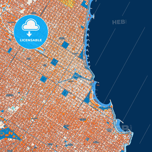 Colorful Mar del Plata Street Map with Labels and Buildings