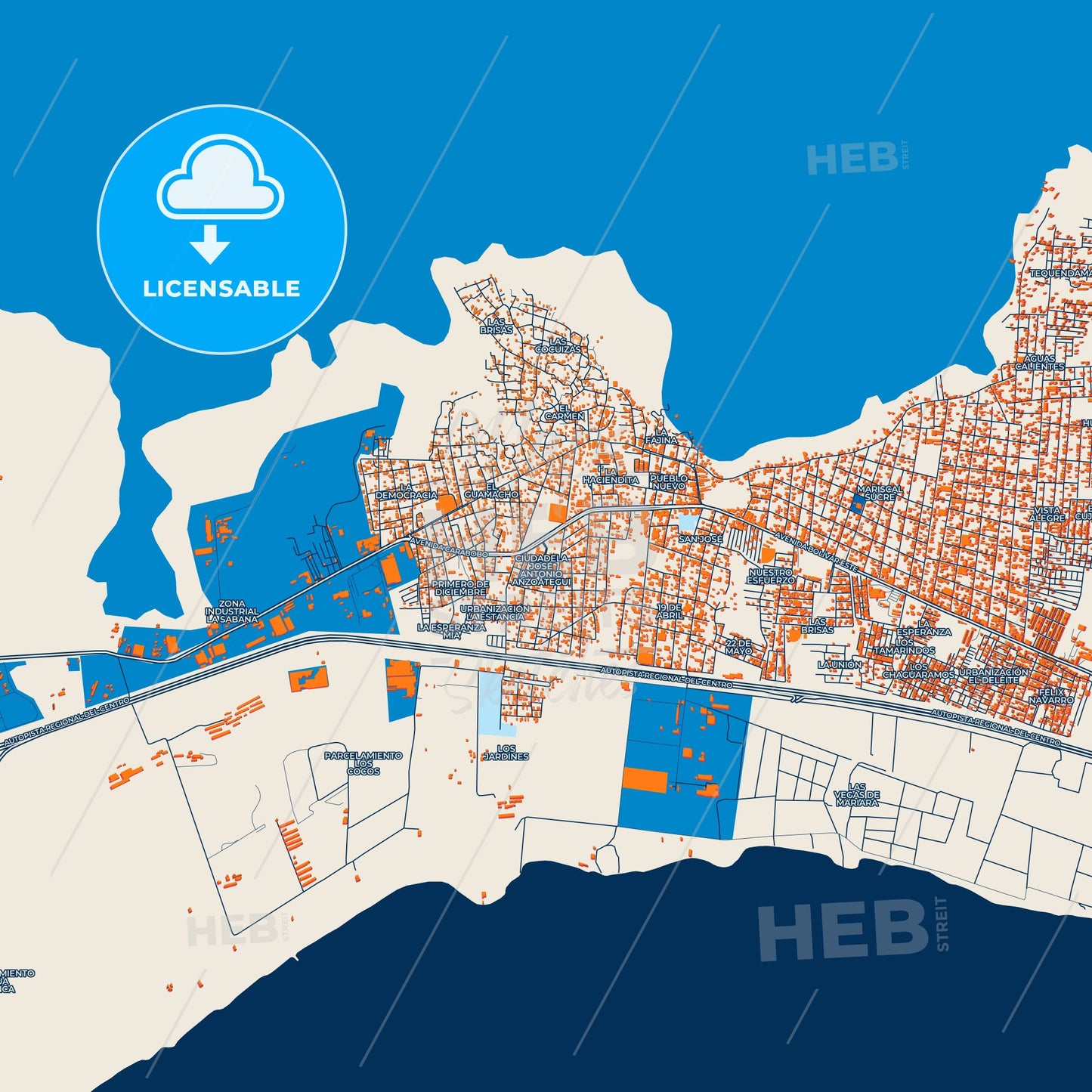 Colorful Mariara Street Map with Labels and Buildings