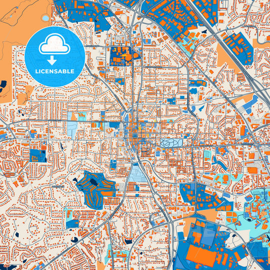 Colorful Marietta Street Map with Labels and Buildings