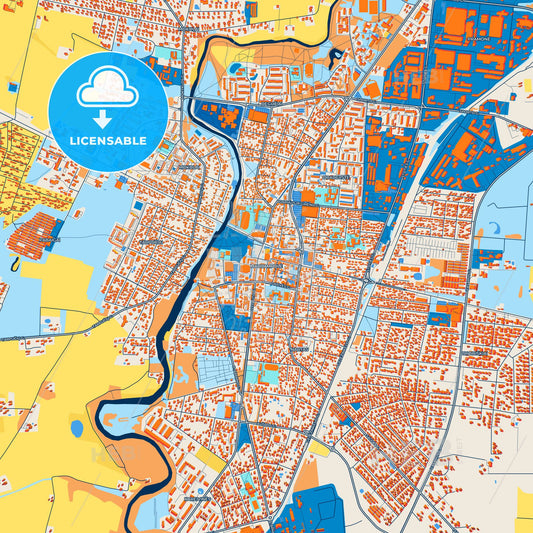 Colorful Marijampolė Street Map with Labels and Buildings
